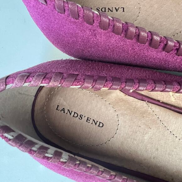 LANDS’ END Mulberry Suede Woman’s Ballet Flats 6B  Balletcore Barbiecore Twee - Picture 7 of 9